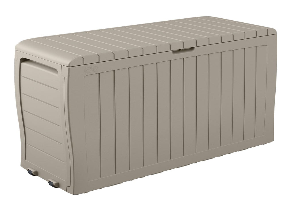 Keter Marvel Plus 71 Gallon Resin Deck Box-Organization and Storage for Patio Storage Box Outdoor Cushions, Throw Pillows, Garden Tools and Pool Accessories, Dark Grey