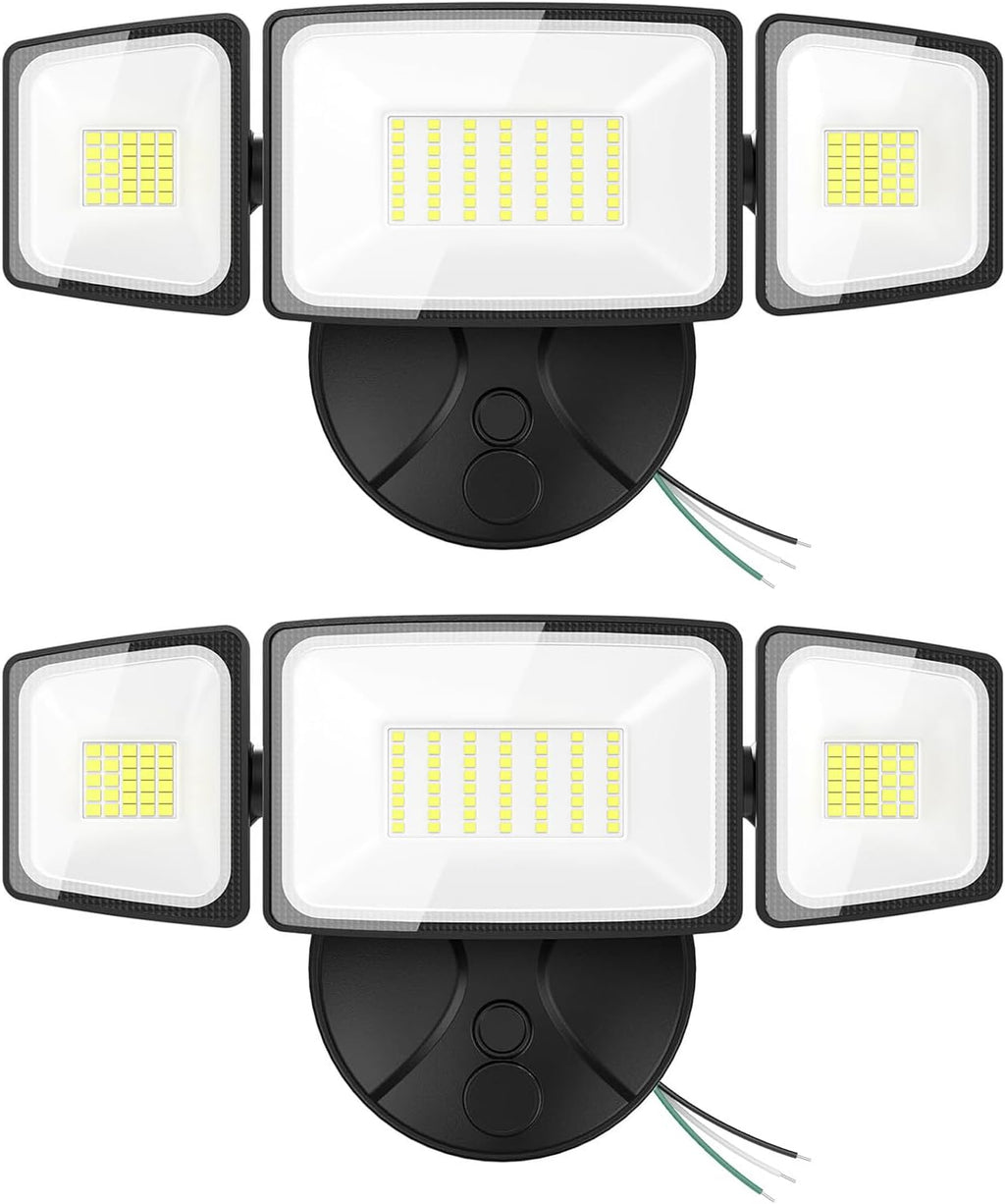 Onforu 2 Pack 75W Flood Lights Outdoor, 7000LM LED Flood Lighting Outdoor Switch Controlled, IP65 Waterproof Exterior Floodlight Fixture with 3 Adjustable Heads, 6500K Security Light for Garage Yard