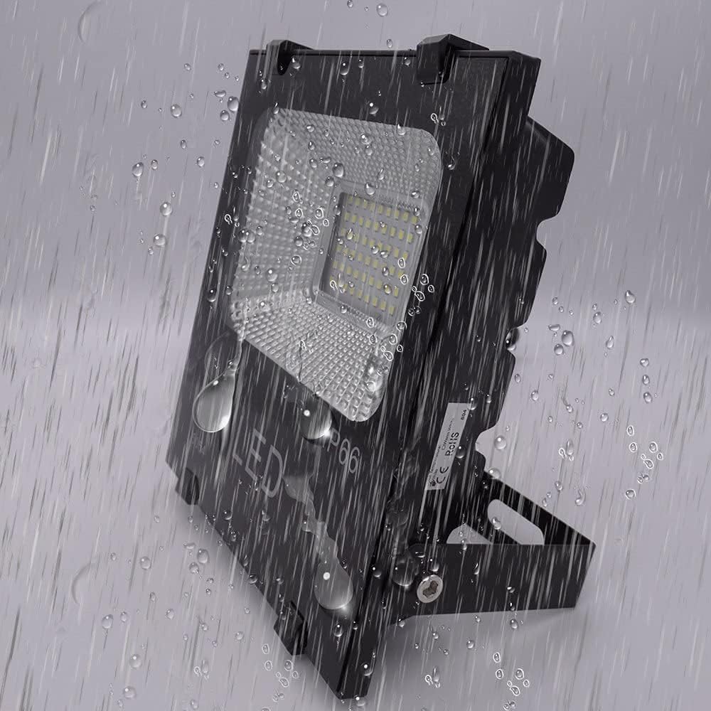 10W LED Flood Light with Plug,1000lm Super Bright Security Lights, IP66 Waterproof Outdoor Work Light, 6000K Daylight White Spotlight for Eave, Porch, Garage, Patio, Yard, Garden, Lawn