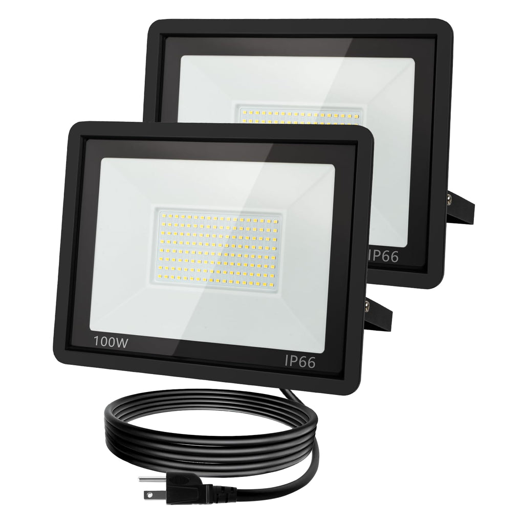50W LED Flood Light Outdoor, 5000LM Super Bright Floodlight Outside Work Light with Plug, 6500K Daylight White LED Flood Light Outdoor, IP66 Waterproof Outdoor Flood Light-1Pack