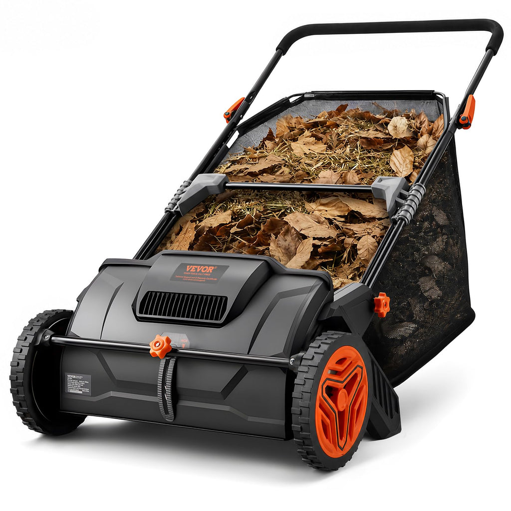 VEVOR Push Lawn Sweeper 21" Leaf & Grass Collector 3.5 cu. ft. Hopper Bag