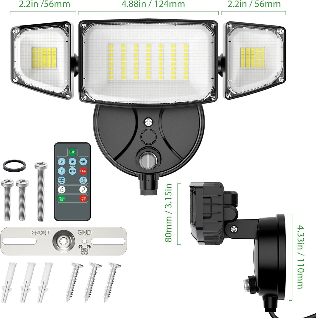 iMaihom Dusk to Dawn Outdoor Lighting, Plug in Flood Light, Remote, Black