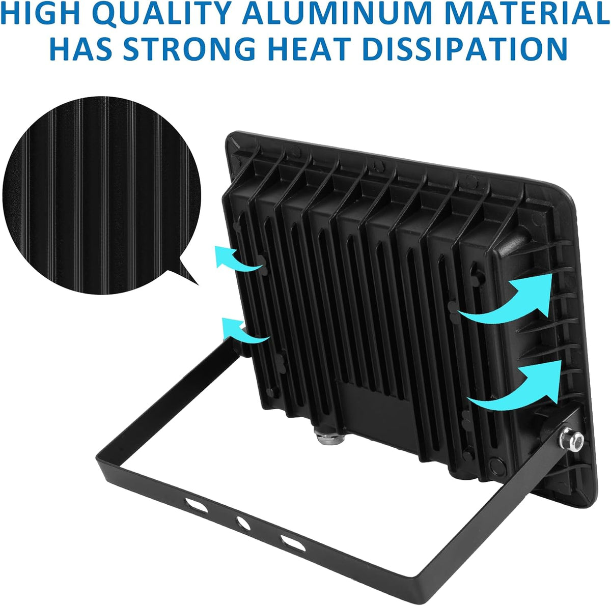 50W LED Flood Light Outdoor, 5000LM Super Bright Floodlight Outside Work Light with Plug, 6500K Daylight White LED Flood Light Outdoor, IP66 Waterproof Outdoor Flood Light-1Pack