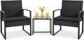 Flamaker 3 Pieces Patio Furniture Set Outdoor Wicker Bistro Chair (Black)