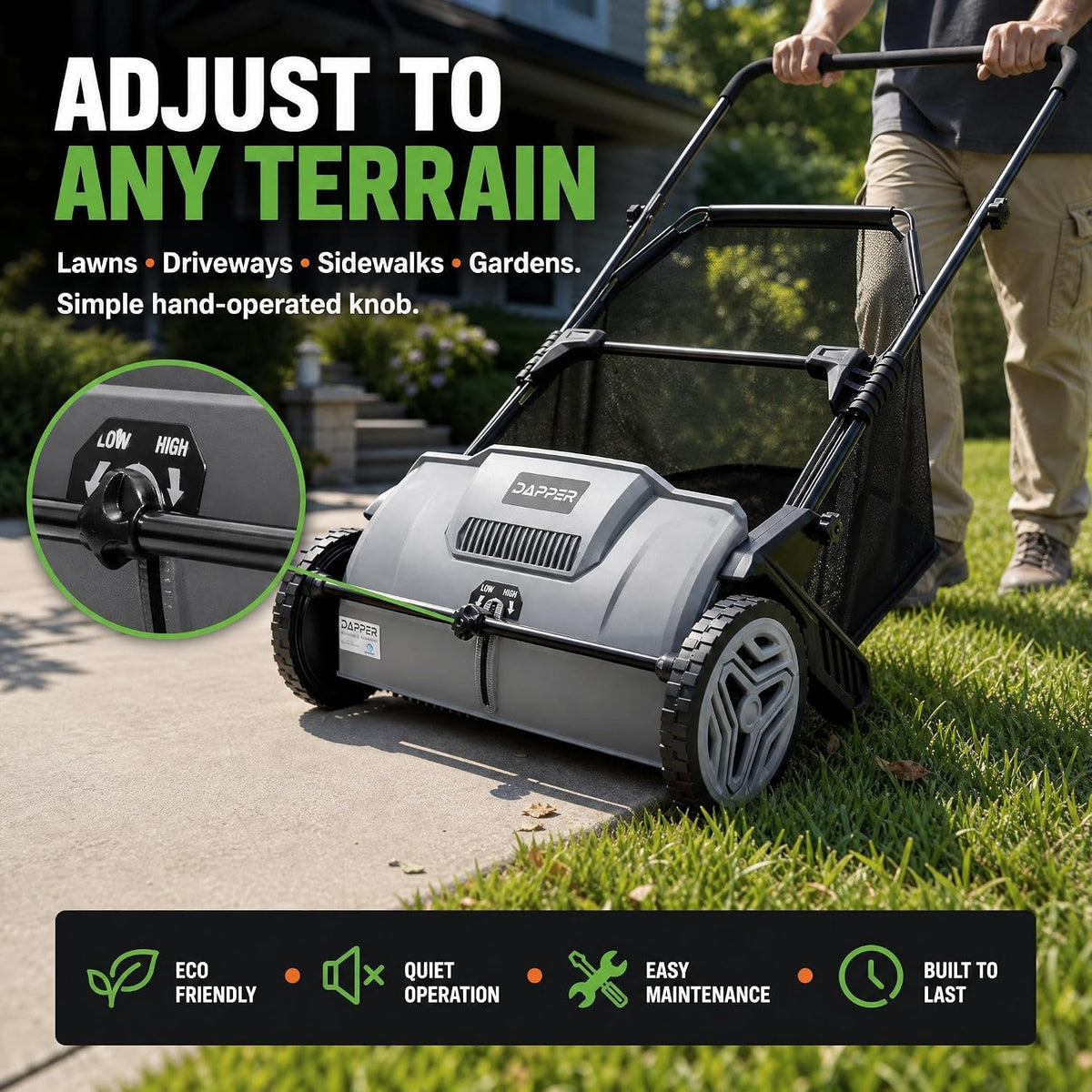 Push Lawn Sweeper 21" Leaf & Grass Collector 3.5 cu. ft. Hopper Bag