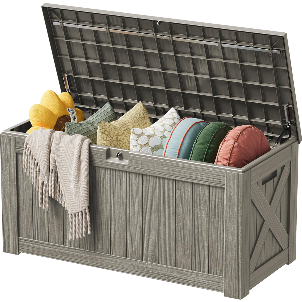 Devoko 100 Gallon Waterproof Deck Box, Resin Large Outdoor Storage Box