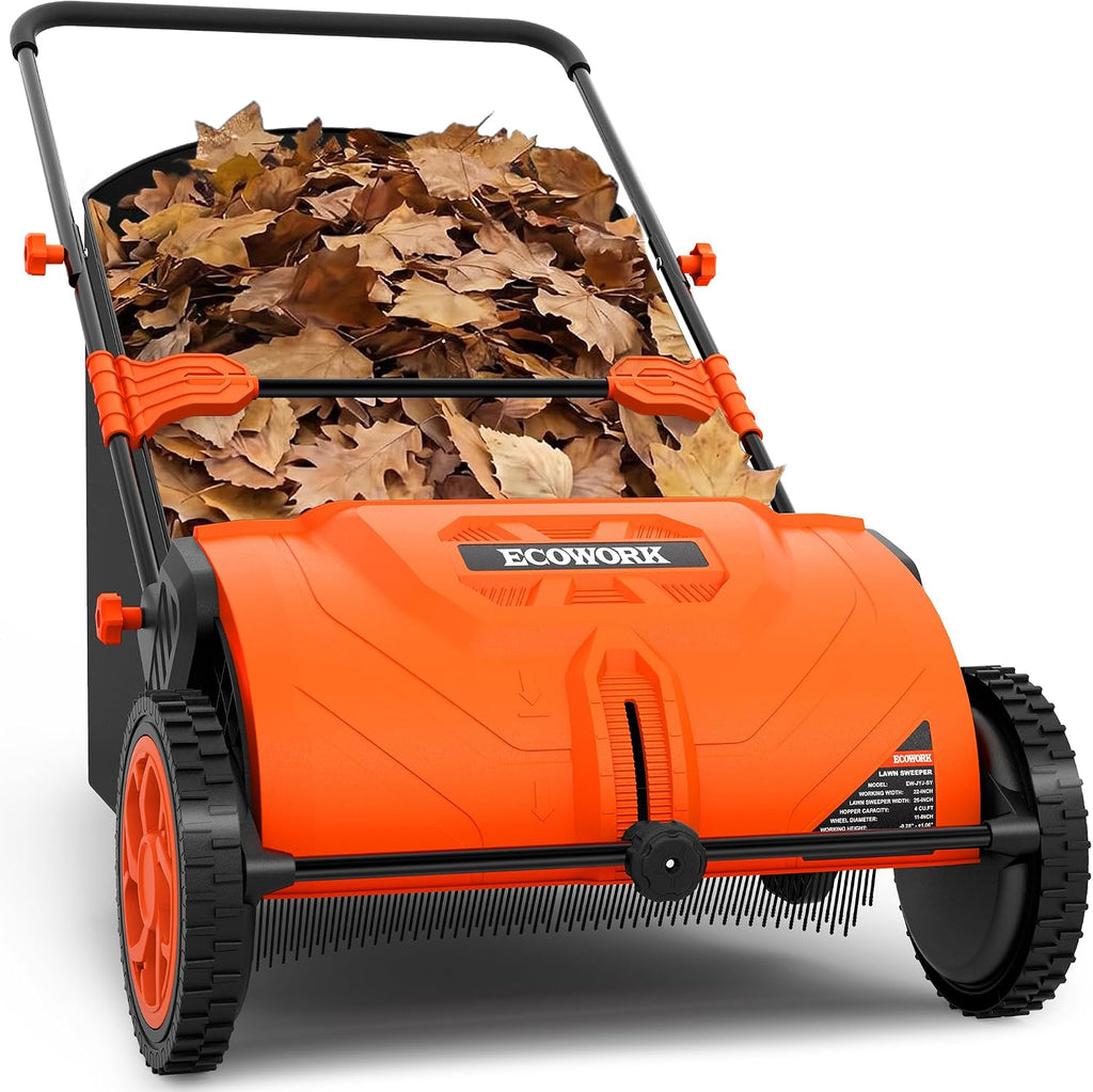 Push Lawn Sweeper 26 Inch with 4 cu. ft. Tear-Resistant Hopper Bag