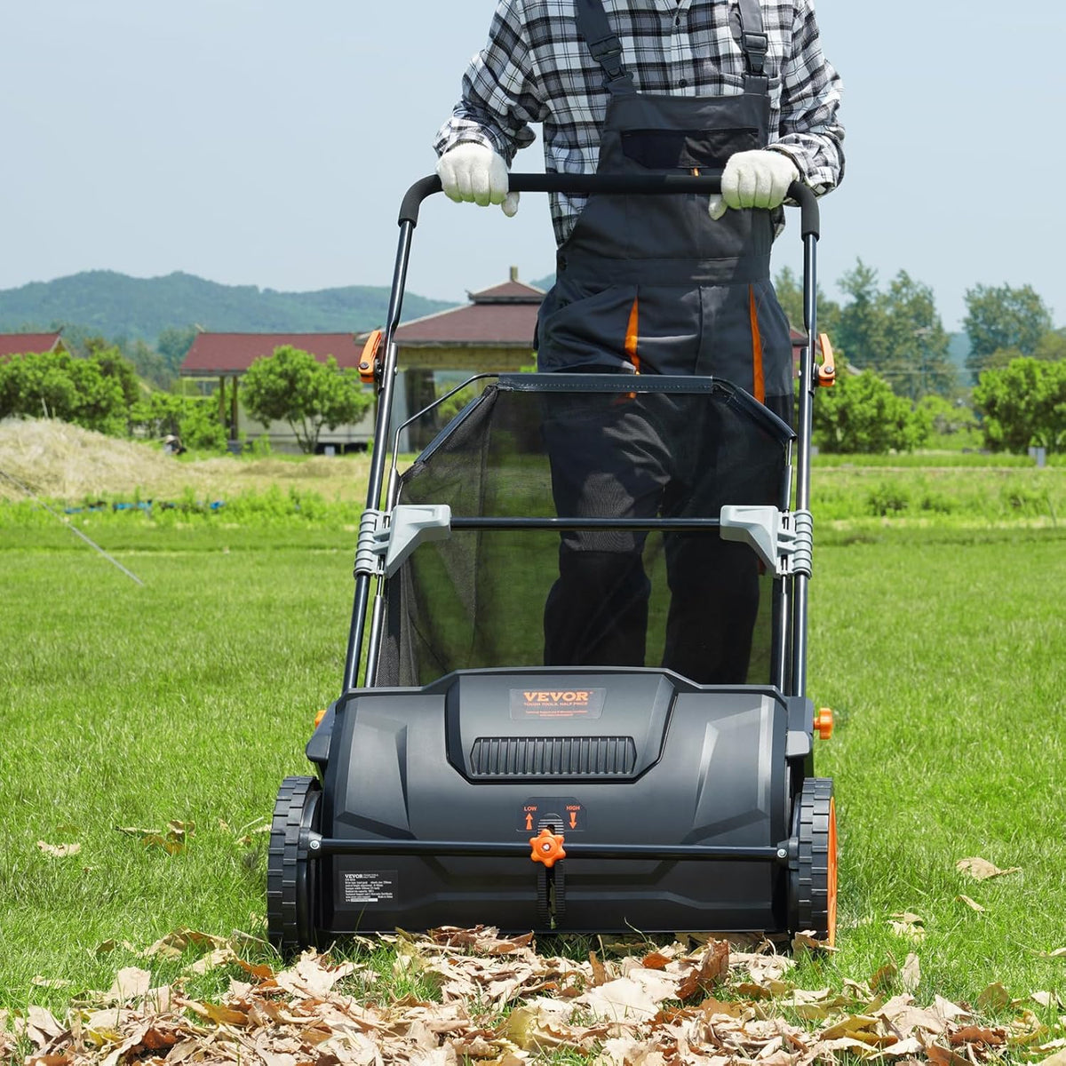 VEVOR Push Lawn Sweeper 21" Leaf & Grass Collector 3.5 cu. ft. Hopper Bag