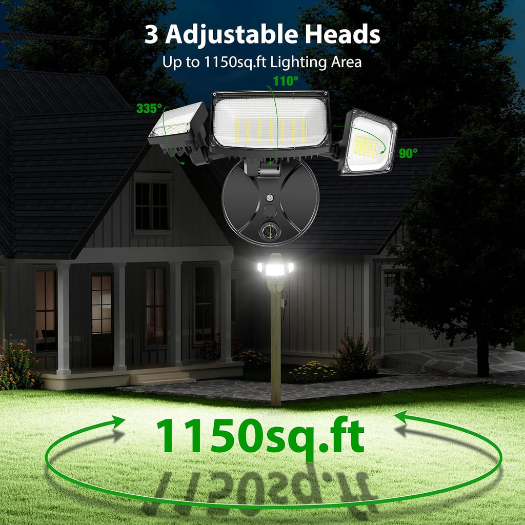 iMaihom Dusk to Dawn Outdoor Lighting, Plug in Flood Light, Remote, Black