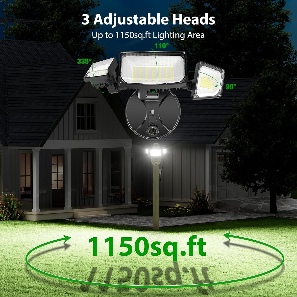 iMaihom Dusk to Dawn Outdoor Lighting, Plug in Flood Light, Remote, Black