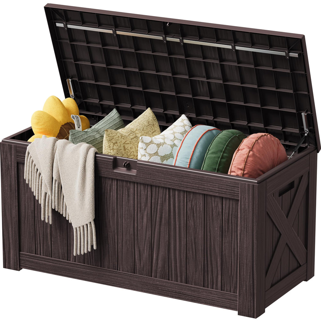 Devoko 100 Gallon Waterproof Deck Box, Resin Large Outdoor Storage Box