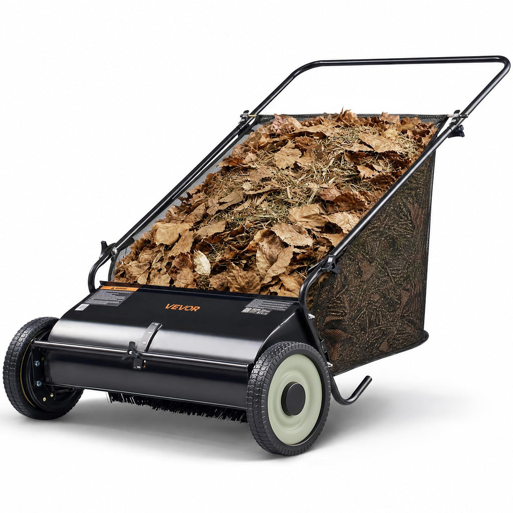 VEVOR Push Lawn Sweeper 21" Leaf & Grass Collector 3.5 cu. ft. Hopper Bag