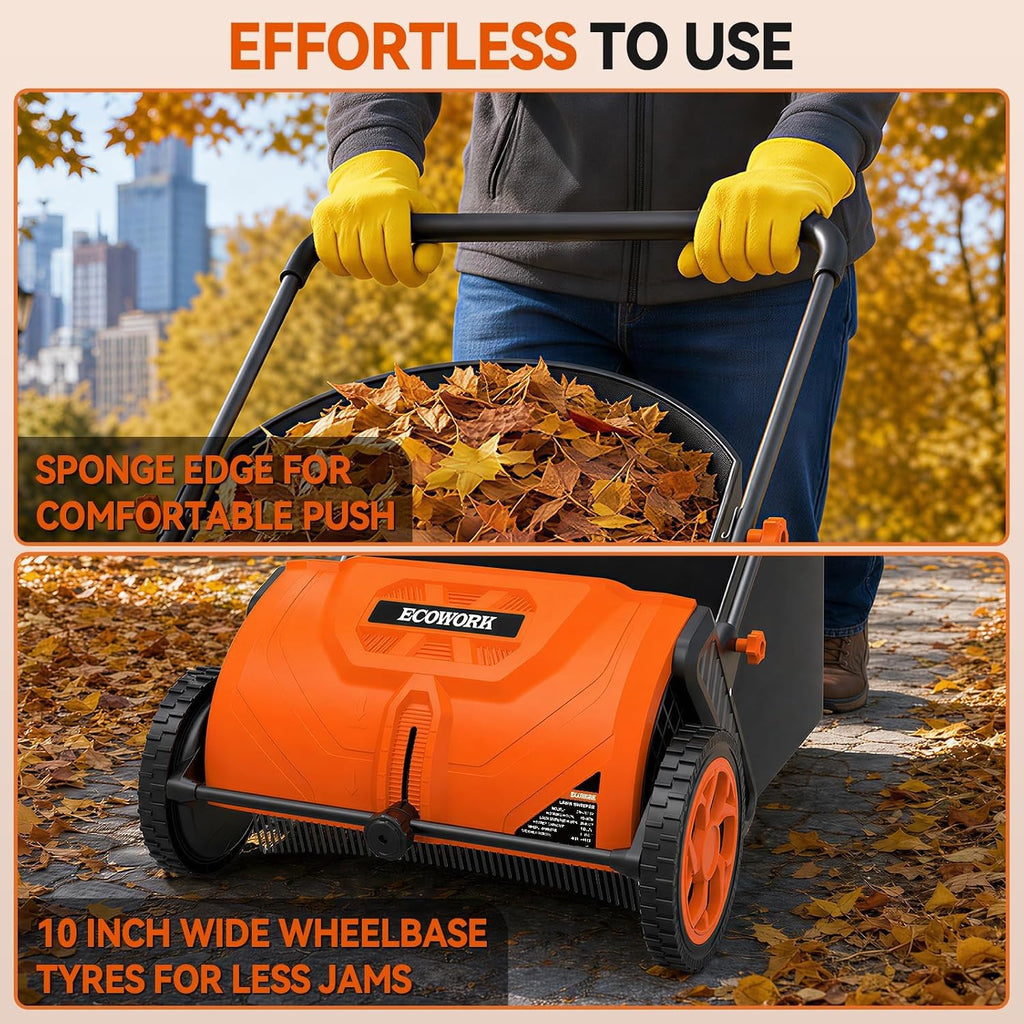 Push Lawn Sweeper 26 Inch with 4 cu. ft. Tear-Resistant Hopper Bag