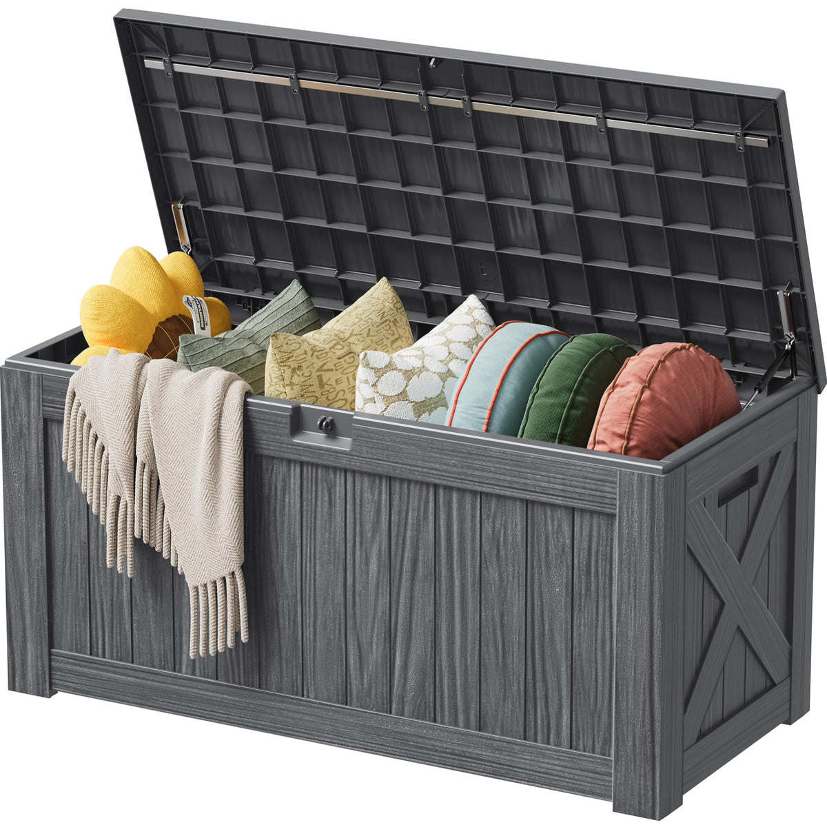Devoko 100 Gallon Waterproof Deck Box, Resin Large Outdoor Storage Box