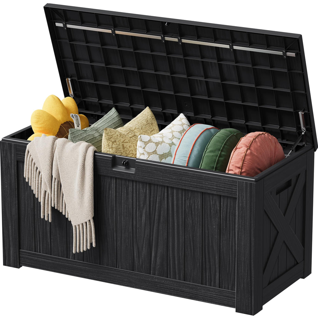 Devoko 100 Gallon Waterproof Deck Box, Resin Large Outdoor Storage Box