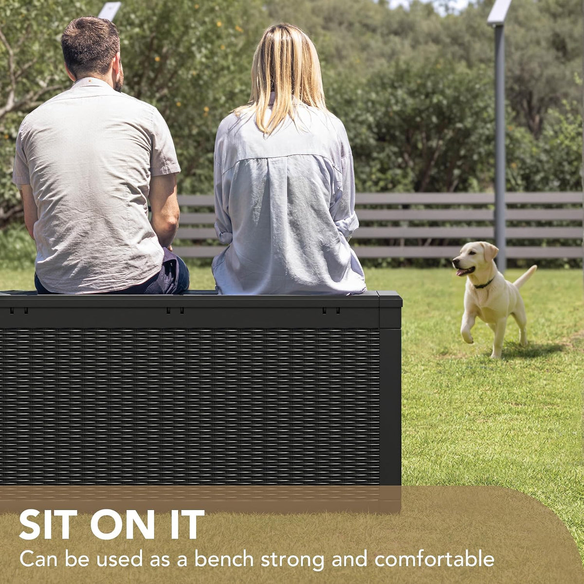 Devoko 100 Gallon Waterproof Deck Box, Resin Large Outdoor Storage Box