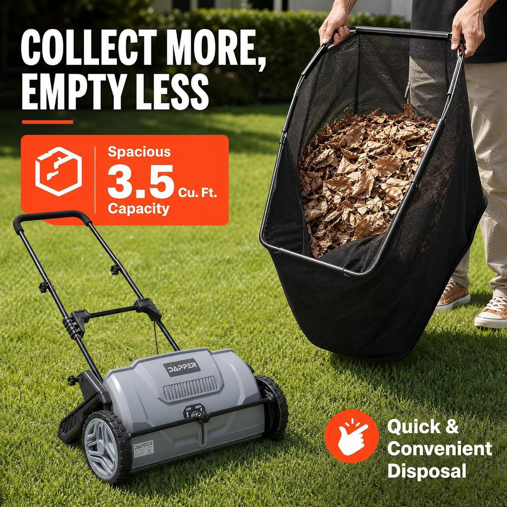 Push Lawn Sweeper 21" Leaf & Grass Collector 3.5 cu. ft. Hopper Bag