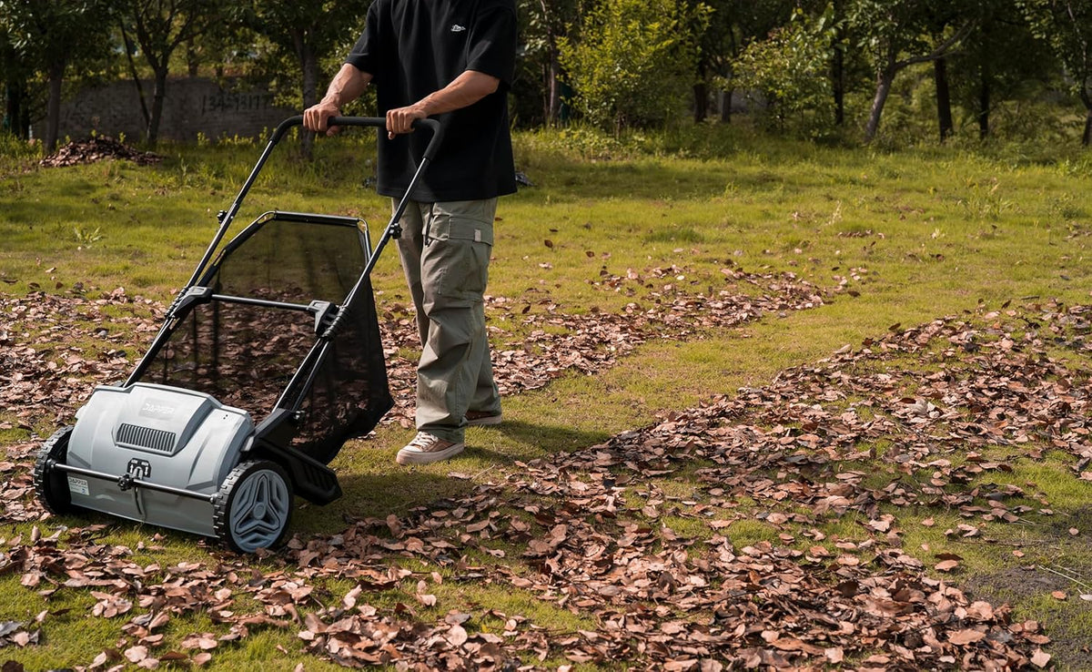 Push Lawn Sweeper 21" Leaf & Grass Collector 3.5 cu. ft. Hopper Bag